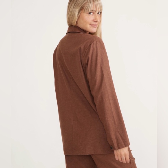 Marine Layer Flora Hemp Blazer Brown Small - Picture 2 of 8